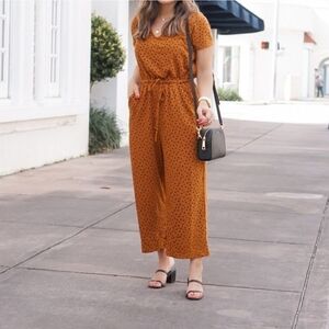 Old Navy Brown/Burnt Orange Polka Dot Romper Jumpsuit Size S